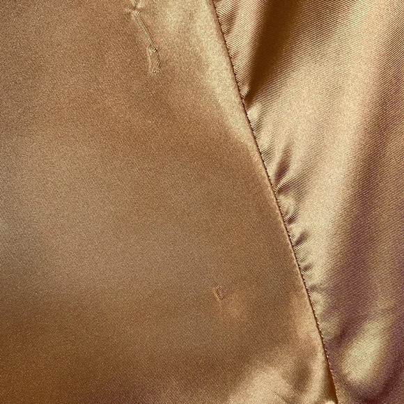 VINTAGE Fredericks of Hollywood Satin Lace Robe Gold Wrap Tie Waist Size L - Picture 10 of 13